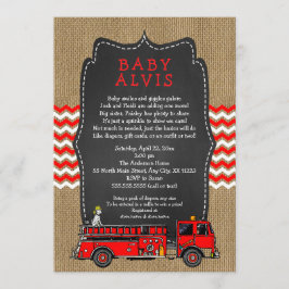 Brand Lastbil Baby Sprinkle MED babydusch för NAMN Inbjudningar