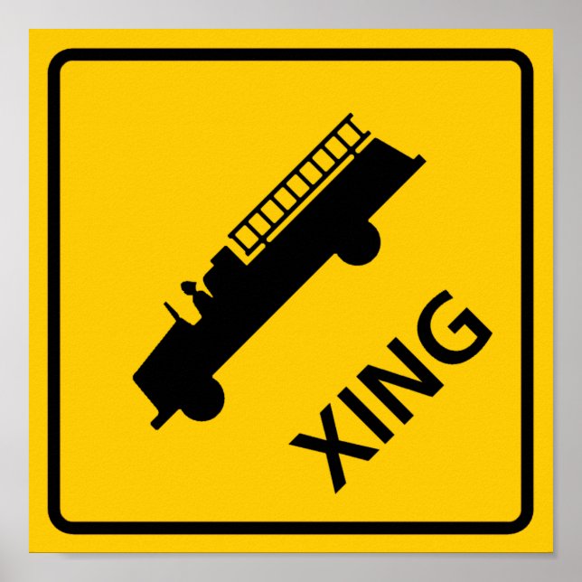 Brand Lastbil Crossing Highway Sign Poster (Framsidan)