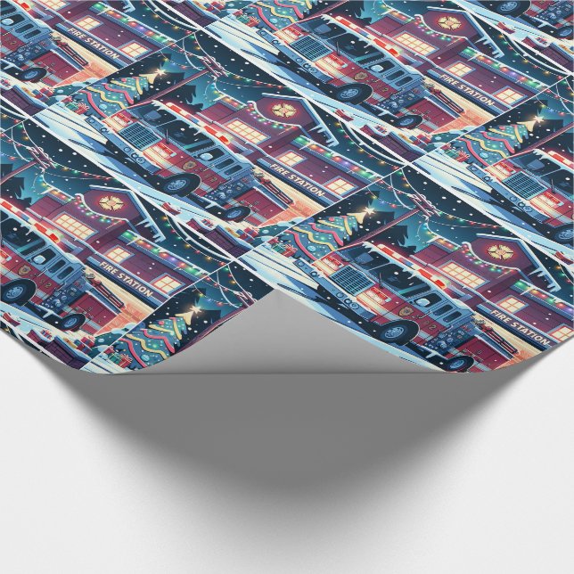 Brand Lastbil Julgran och Snö Helgdag Presentpapper (Hörn)