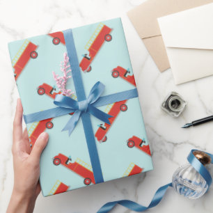 Brand lastbil mönster roligt, papper inslagning av presentpapper