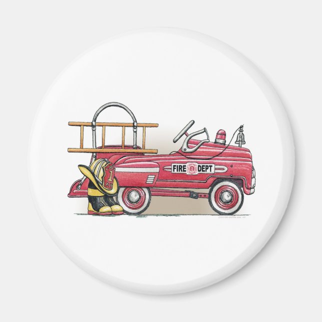 Brand Lastbil Pedal Car Round Magnet (Framsidan)