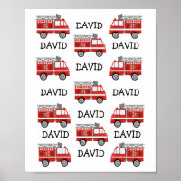 Brand Lastbil Personlig Baby Nursery Wall Art Namn