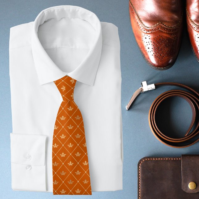 Bränd lyxolja Orange Guld Krona Mönster Modern Slips (Skapare uppladdad)