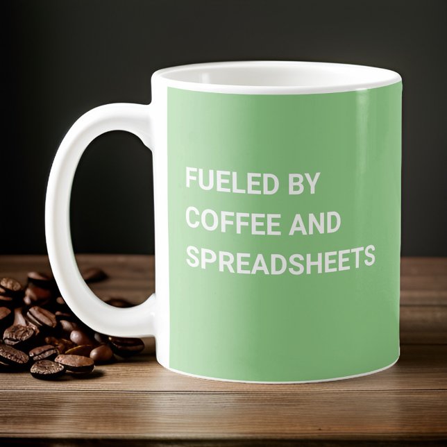 Bränd med kaffe och kalkylblad - Grönt Kaffemugg (Skapare uppladdad)