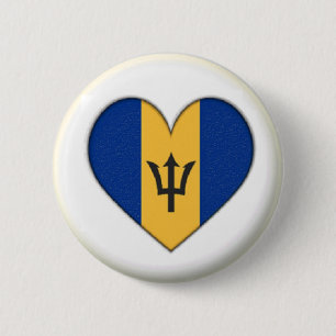 BRAND NEW! - BARBADOS HEART PIN BACK BADGE KNAPP