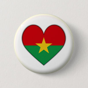 BRAND NEW! - BURKINA FASO HEART PIN BACK BADGE KNAPP