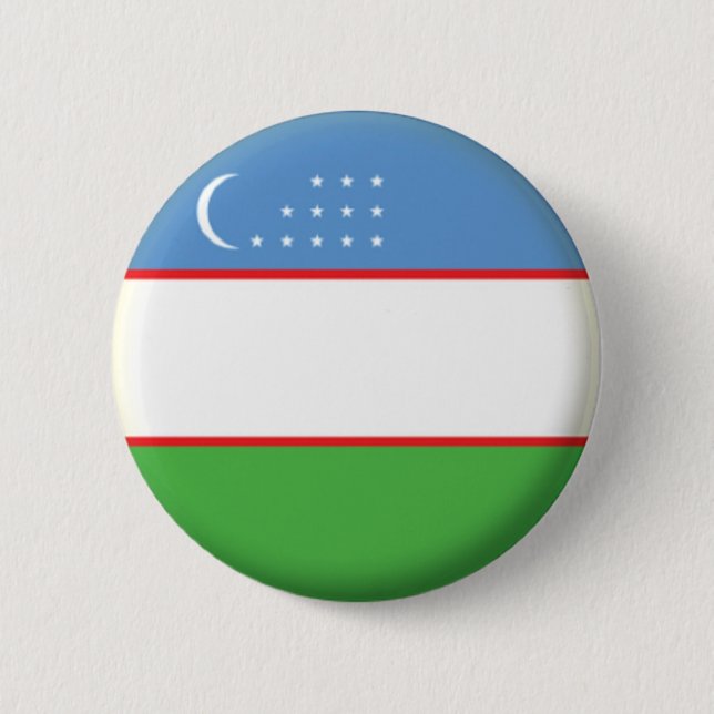 BRAND NEW! - UZBEKISTAN PIN BACK BADGE KNAPP (Framsida)
