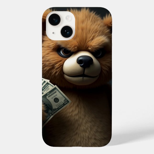 Brand och fluffy: Money Moves Bear Phone Case (Baksida)