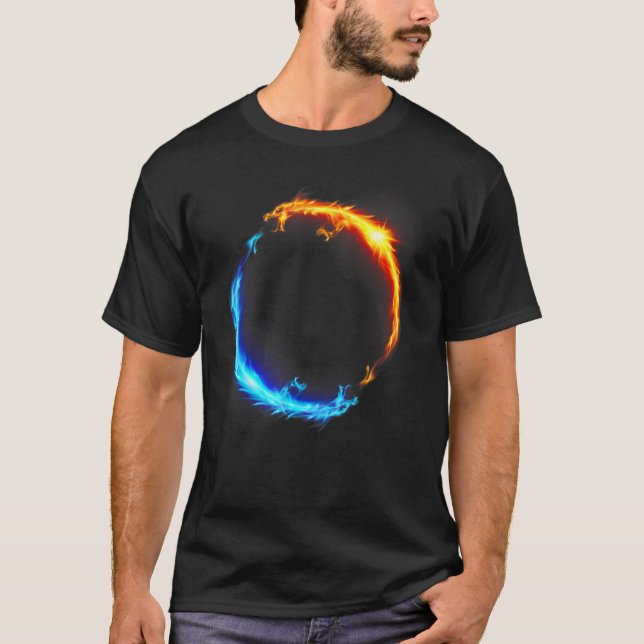 Brand och is Dueling Dragons Vaporwave T Shirt (Framsida)