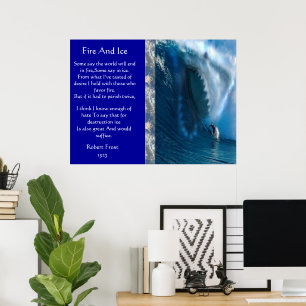 Brand och is med havsilhuett Poster