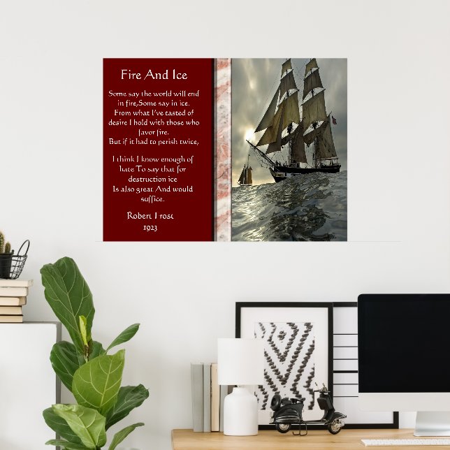 Brand och is med Segelbåt Poster (Hemmakontoret)