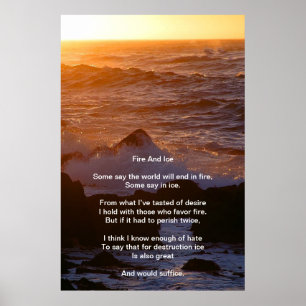 Brand och is över en Orange Poster solnedgång