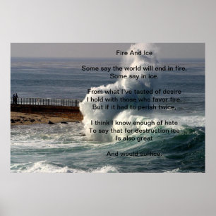 Brand och is över stor våg poster