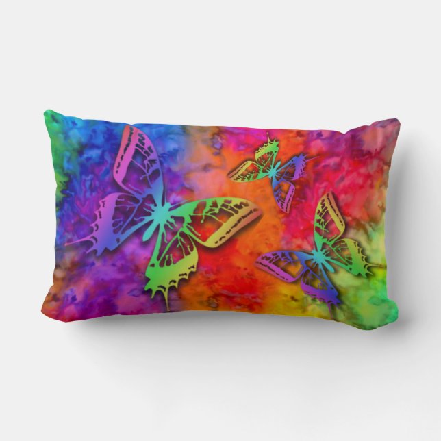 [Brand och is] Rainbow Boho Butterfly Tie-Dye Lumbarkudde (Baksida)