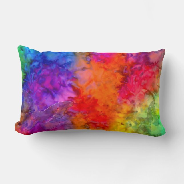 [Brand och is] Rainbow Boho Butterfly Tie-Dye Lumbarkudde (Framsida)