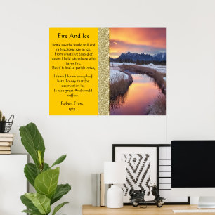 Brand- och isKall Fryst flod Poster