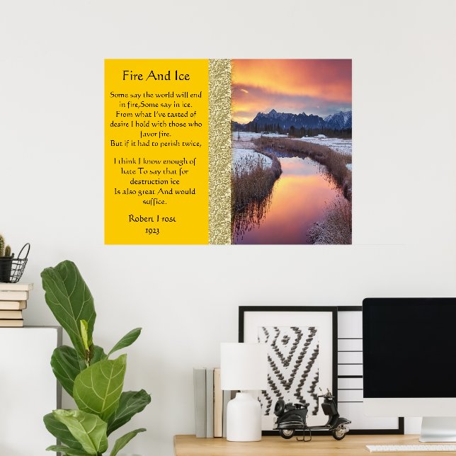Brand- och isKall Fryst flod Poster (Hemmakontoret)