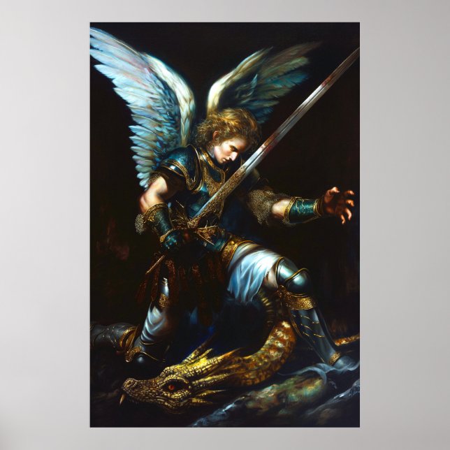 Brand- och läderbråck | Epic Angel vs Dragon Poster (Framsidan)