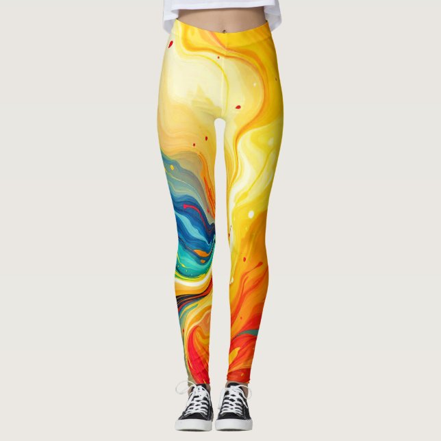 Brand och Vatten Abstrakt Leggings (Framsida)