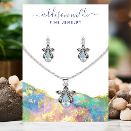 Brand Opal Rainbow Gemstone Necklace Visning Card Visitkort