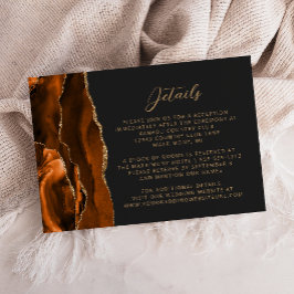 Bränd Orange Agat Guld Script Bröllopsdetaljer Tilläggskort