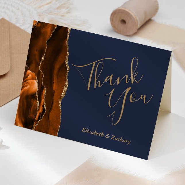 Bränd Orange Agate Guld marinens Tack Kort (Skapare uppladdad)