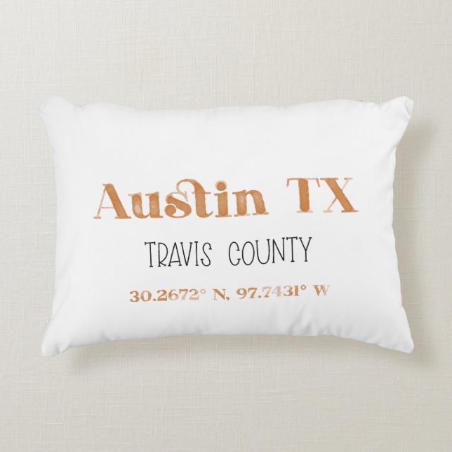 Bränd Orange Austin Texas accent Pillow Prydnadskudde (Framsidan)
