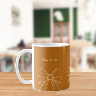 Bränd orange, bågskript namn kaffemugg