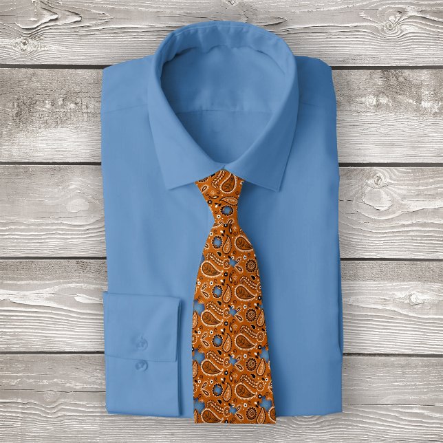 Bränd Orange Bandana och Denim Texas Neck Tie Slips (Skapare uppladdad)