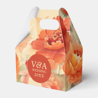 Bränd Orange Blommigt Bröllop Presentaskar