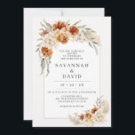 Bränd Orange Boho Blommigt Pampas bröllopsinbjudan Inbjudningar<br><div class="desc">Bränd Orange Boho Blommigt Pampas bröllopsinbjudan Rustic,  men med en modern pampas-bröllopsinbjudan med två vackra vattenfärgsbrända blommigtar för orange och en bra terracotta linje ram. Den här designen innehåller även parets foto och ytterligare information på baksidan. Underbar för ett par tittar för en bohemisk bränd orange med pampas gräsbröllopsinbjudan.</div>