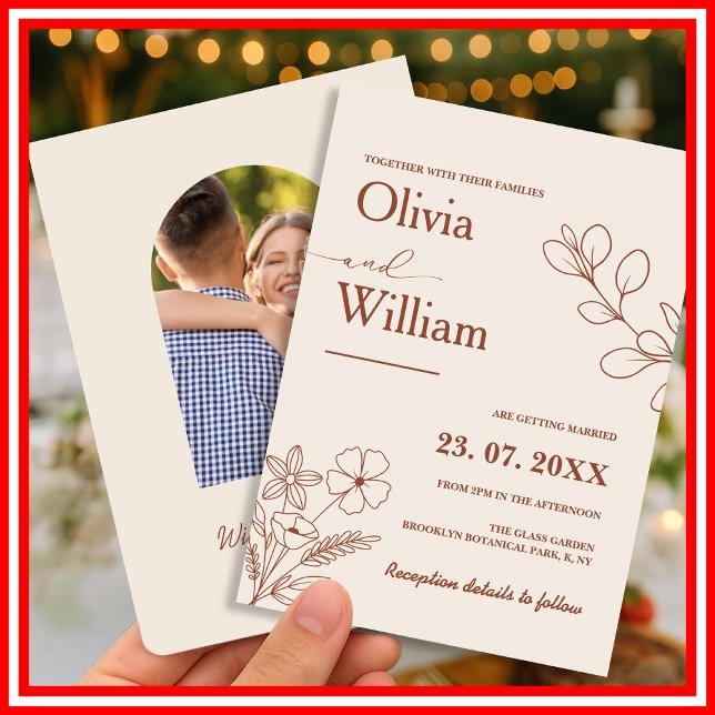 Bränd Orange Boho Bröllop Inbjudningar (Skapare uppladdad)