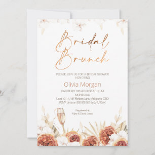 Bränd Orange Boho Möhippa Brunch Möhippa Inbjudningar