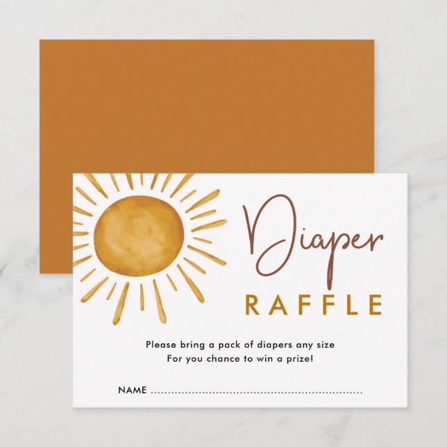 Bränd Orange Boho Sunshine Diaper Raffle Tilläggskort (Fram/baksida)