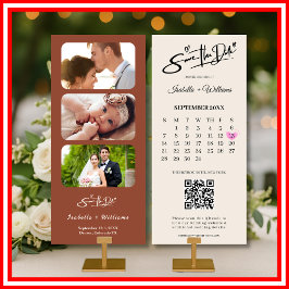 Bränd Orange Boho Terracotta Bröllop spara datum