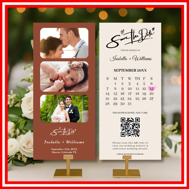 Bränd Orange Boho Terracotta Bröllop spara datum (Skapare uppladdad)