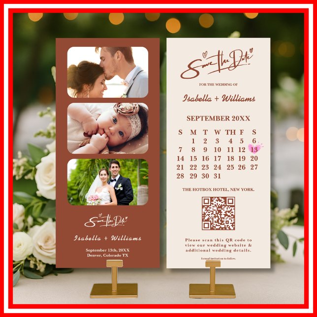 Bränd Orange Boho Terracotta Bröllop spara datum (Skapare uppladdad)