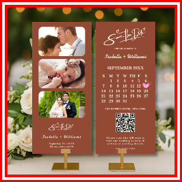 Bränd Orange Boho Terracotta Bröllop spara datum