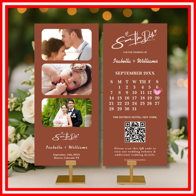 Bränd Orange Boho Terracotta Bröllop spara datum (Skapare uppladdad)