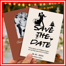 Bränd Orange Boho Terracotta Bröllop spara datum Datumet