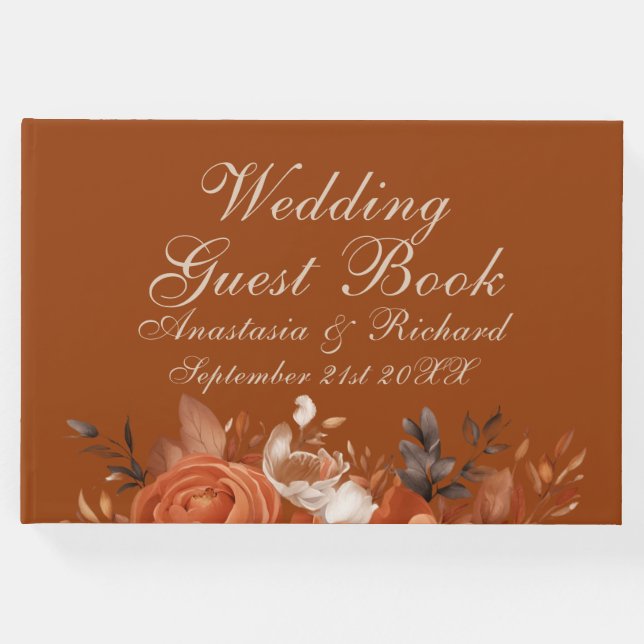 Bränd Orange Bröllop Gästböcker (Framsida)