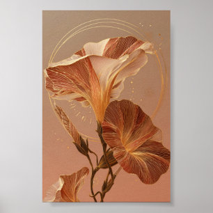 Bränd orange Calla Lily botanisk illustration Poster