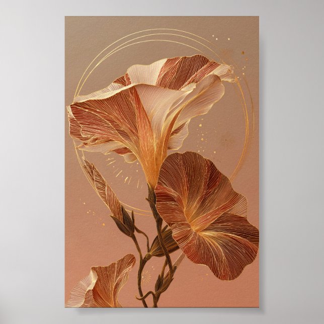 Bränd orange Calla Lily botanisk illustration Poster (Framsidan)