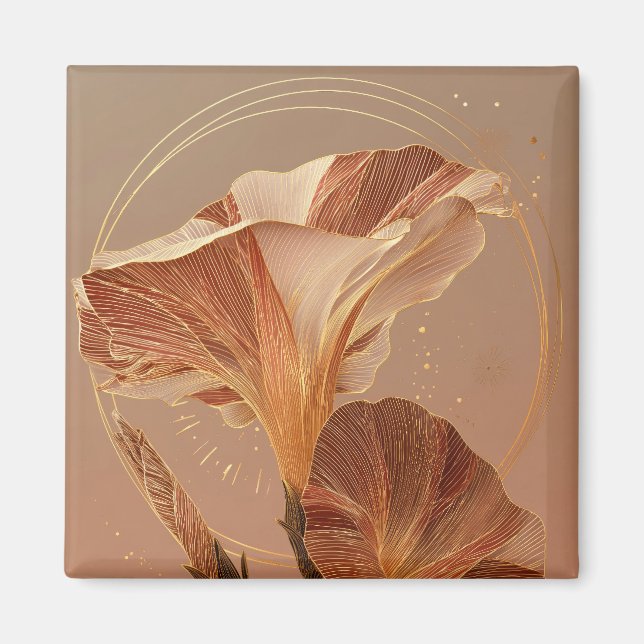 Bränd Orange Calla Lily Botanisk Magnet (Framsidan)