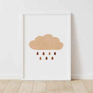 Bränd Orange Cloud Boho Nursery Decor Poster