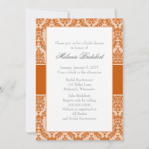 Bränd Orange Damask Inbjudningskort för möhippan