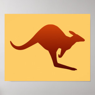 Bränd Orange-deert-gradient Kangaroo Silhouette Poster