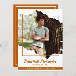 Bränd Orange - Edgy Abstrakt - Torn Photo Studente Inbjudningar