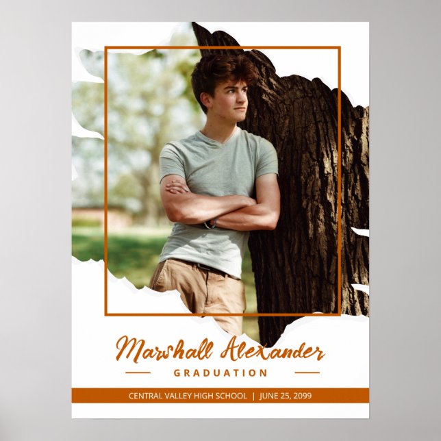 Bränd Orange - Edgy Abstrakt - Torn Photo Studente Poster (Framsidan)