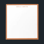 Bränd Orange - enkel modern Anteckningsblock<br><div class="desc">Bränd Orange Enkelt Anteckningsblock i Gräns i modern Professionell</div>